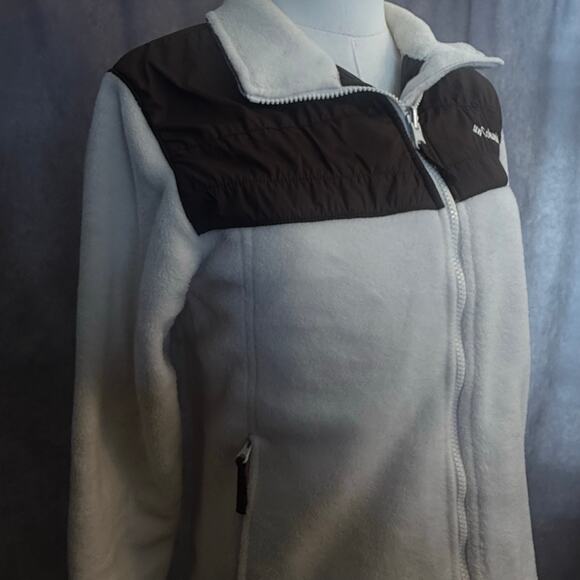 Columbia Women’s Medium Cream & Brown Fleece-Style Zip Up Outdoor Active Jacket - Picture 6 of 13